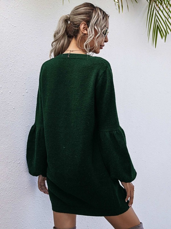 Drop Shoulder Sweater Dress Without Belt