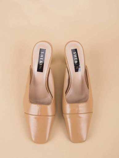 Square Toe Minimalist Heeled Mules