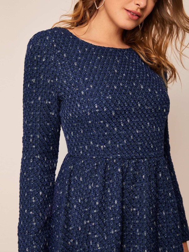 SHEIN Fit and Flare Tweed Dress