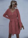 Knot Front Drop Shoulder Sweater Dress