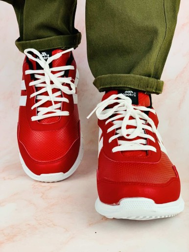 Men's sports shoes red white sole