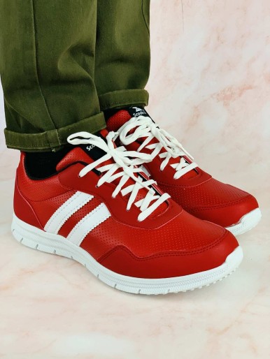 Men's sports shoes red white sole