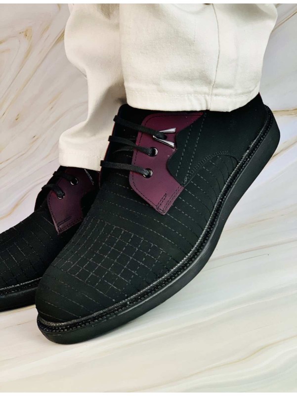 Men's shoes black and wine black sole