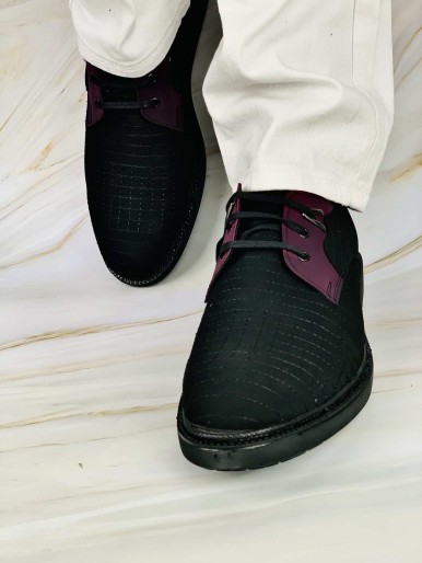 Men's shoes black and wine black sole