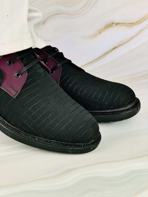 Men's shoes black and wine black sole