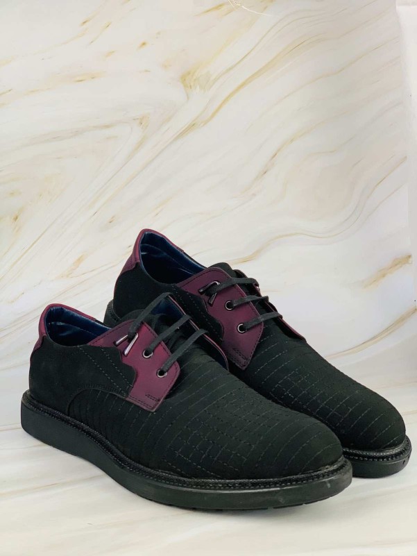 Men's shoes black and wine black sole