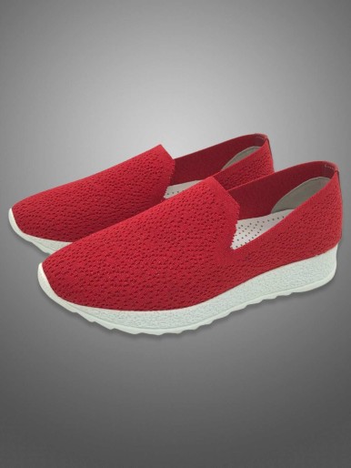 حذاء نسائي  احمر رياضي قماشي نعل  مطاطي