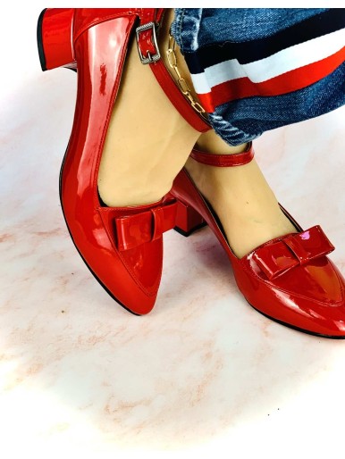 Women's comfortable red medium heel medical shoes