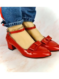 Women's comfortable red medium heel medical shoes