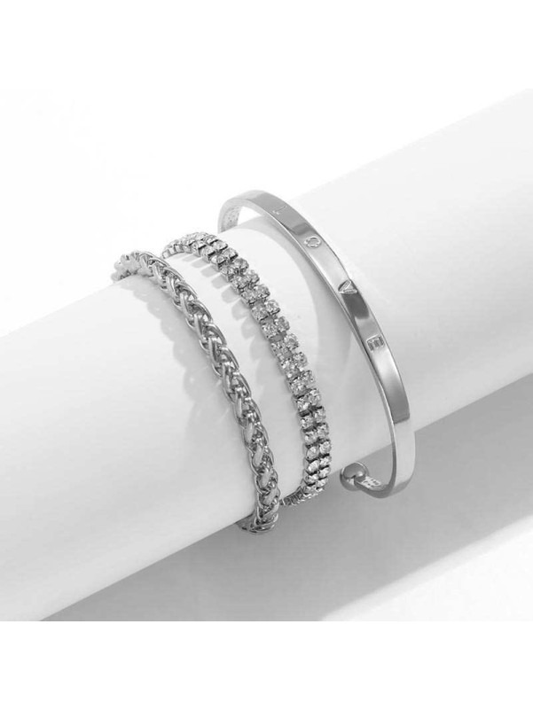 Retro Diamond Twist Chain Bracelet Fashion LOVE Metal Bracelet Set