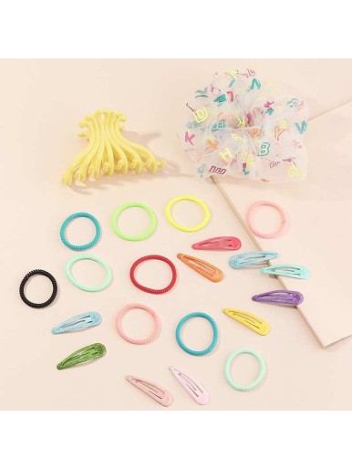 Cute Candy Color Dripping Gauze Letter Hair Tie Chrysanthemum Catch Clip