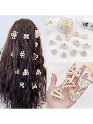 Girls' Pearl Hairpin Small Grab Clip 12 Cans