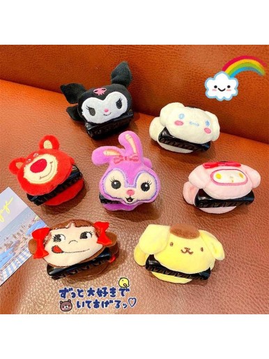 Cute Plush Doll Catch Clip Female Cartoon Animal Hairpin