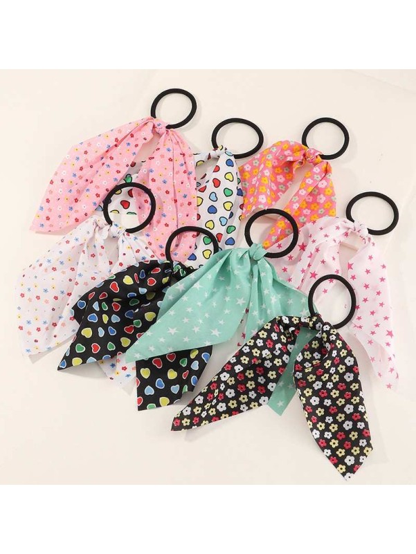 Korean Version Of The New Printed Ponytail Hair Tie Headdress Cute Mesh Hair Rope