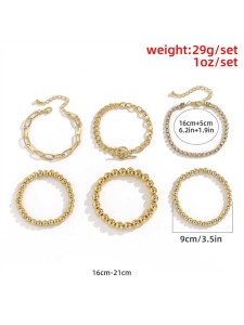 Simple Round Bead Set Geometric Bracelet Hip Hop OT Buckle Hollow Chain