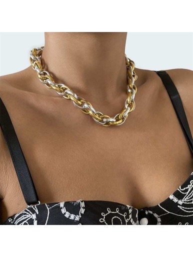 Hollow Geometric Mixed Color Twist Women's Choker Chain Necklace