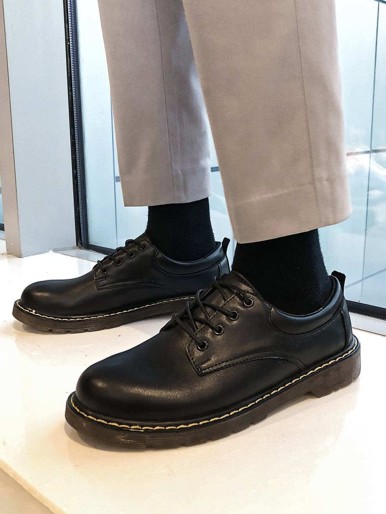 حذاء رجالي بريطاني حذاء جلد أسود النمط الكوري