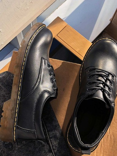 Shoes Men British Style Black Leather Shoes Korean Style