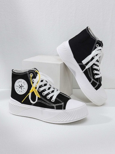 Letter Graphic High Top Skate Shoes