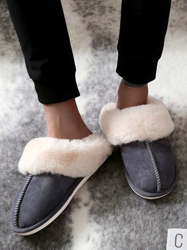 Men Fluffy Plush Inside Bedroom Slippers