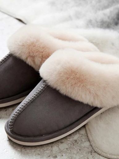 Men Fluffy Plush Inside Bedroom Slippers