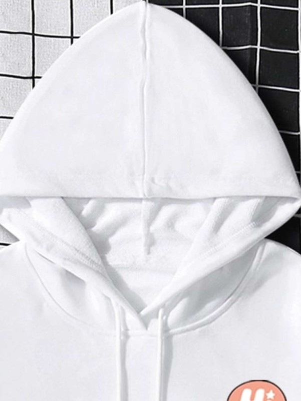 Men's Logo Hoodie With Skull Printed Kangaroo Pocket Drawstring