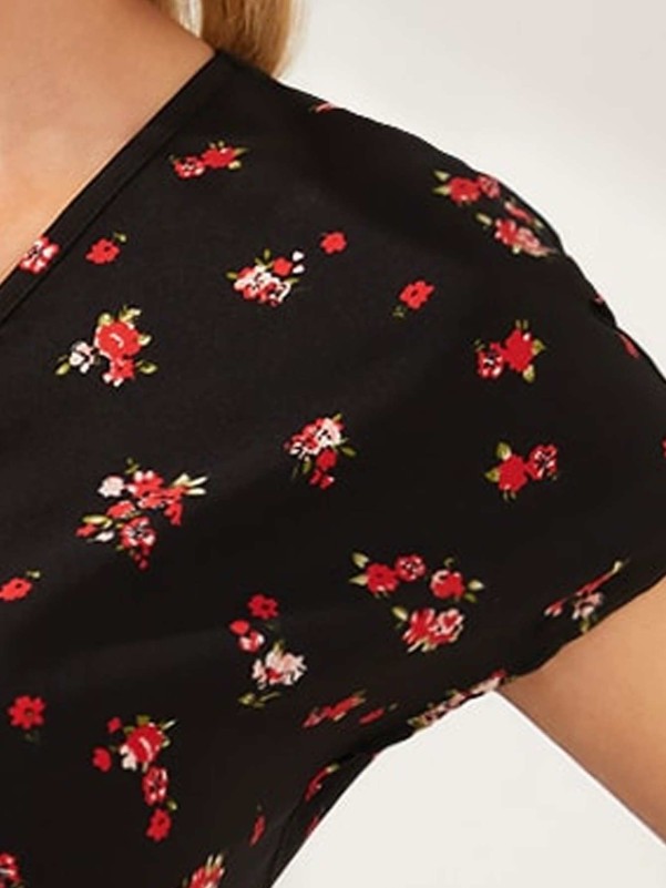 SHEIN Keyhole Neck Floral Print Tunic Dress