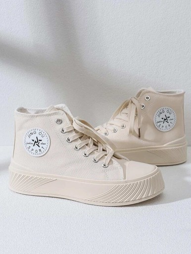 Letter Graphic Lace-up Front Sneakers