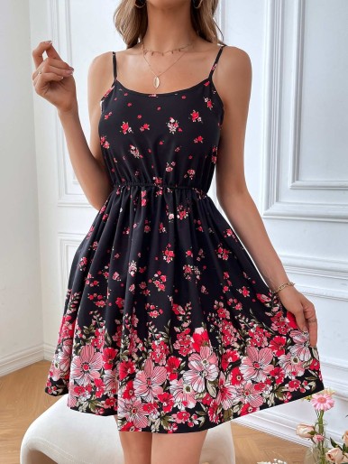 فستان كامي بطبعة زهور