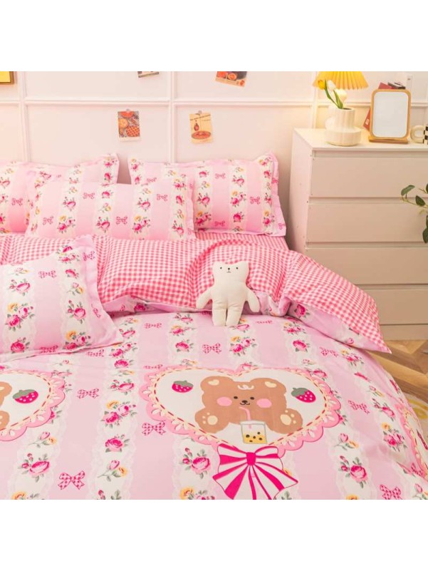 Duvet CoverSet pink flower Without Filler