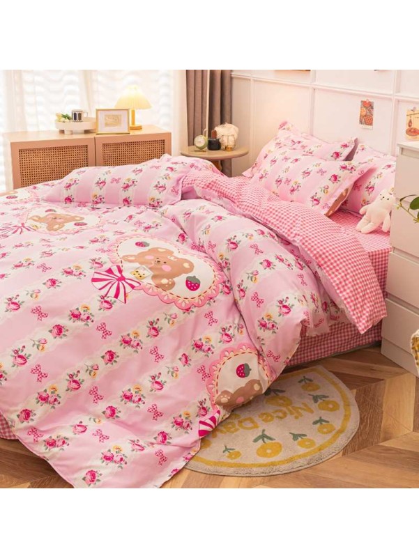 Duvet CoverSet pink flower Without Filler