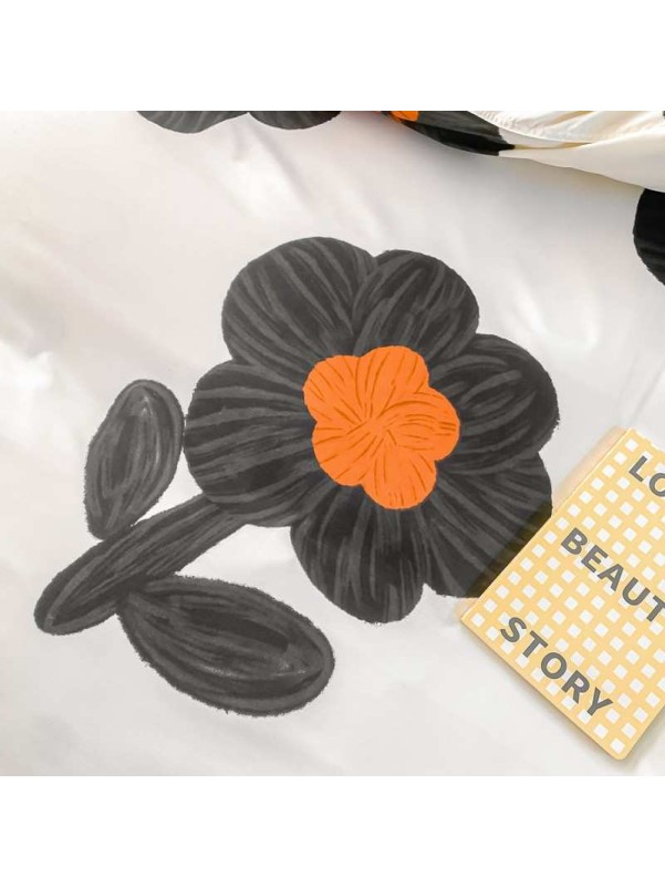 Duvet CoverSet black flower Without Filler