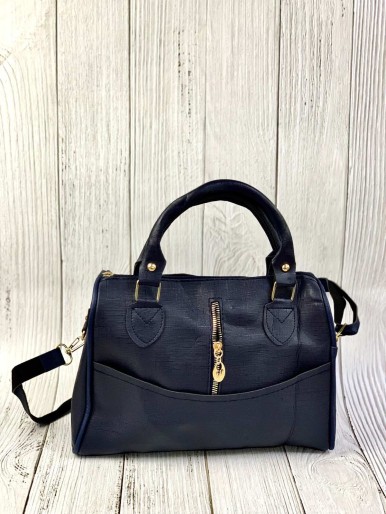 Navy bag with golden zippers