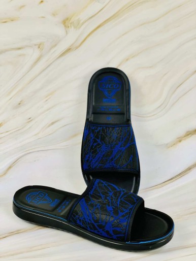 Men's black and blue slippers