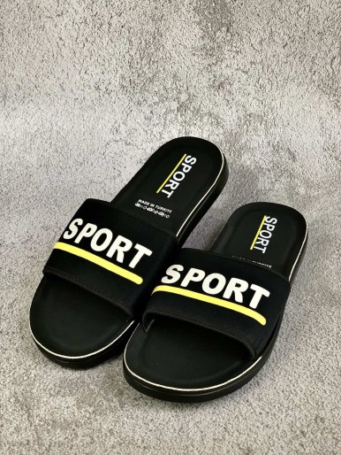 Yellow and black men's sport slippers