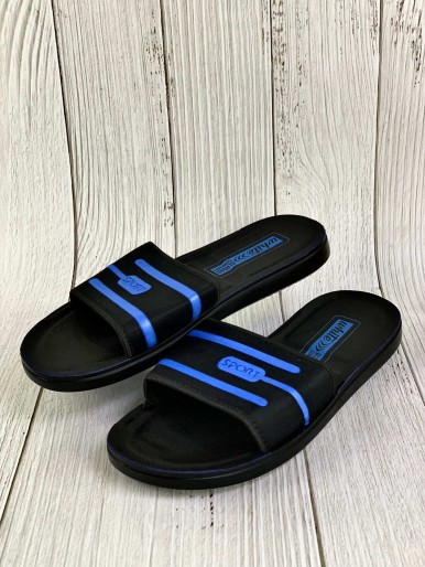 Black and blue sport slippers