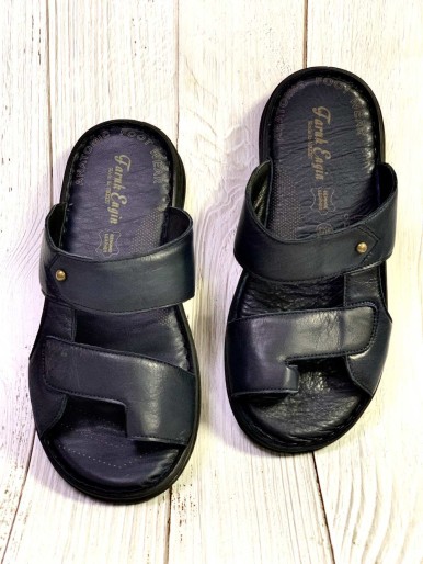 Black leather toe slippers