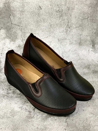 Black and burgundy medical shoes