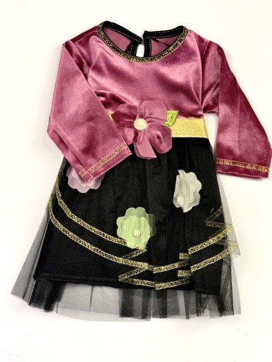 Pink and black dress for girls