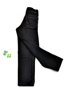 Girls' black jeans with a floral pattern