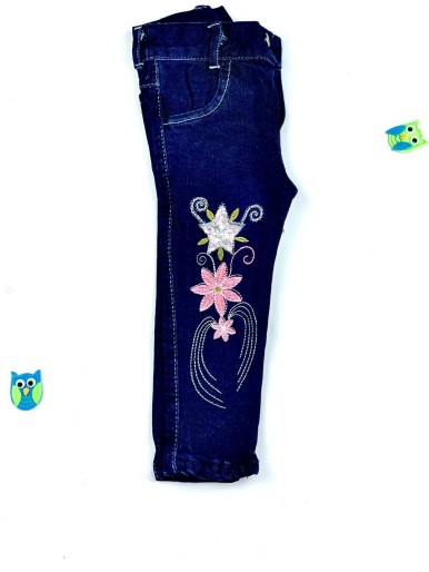 Girls blue jeans with a flower and a star design