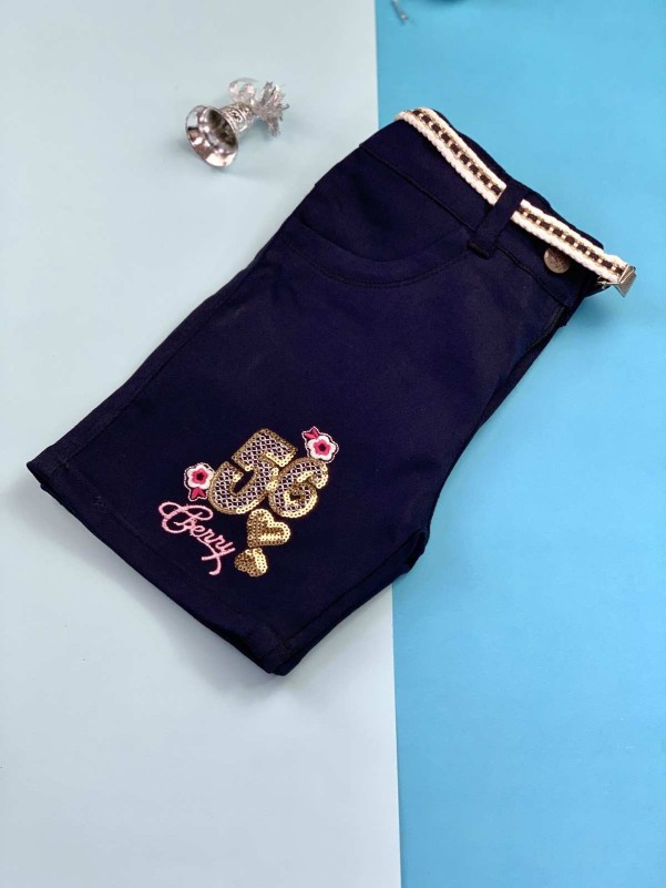 Girls navy blue jeans shorts with stars