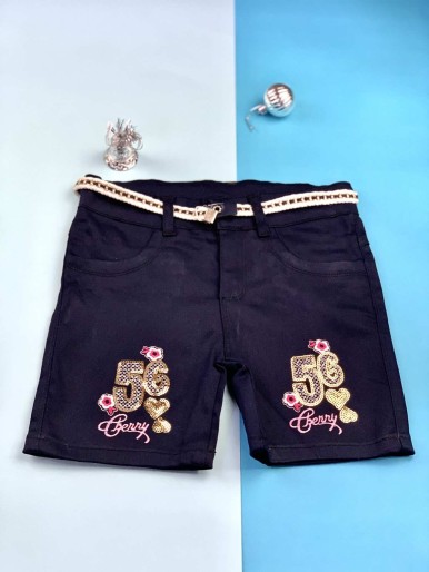 Girls navy blue jeans shorts with stars