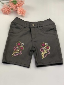 Girls' gray jeans shorts with stars
