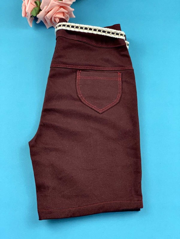 Girls burgundy jeans shorts with stars