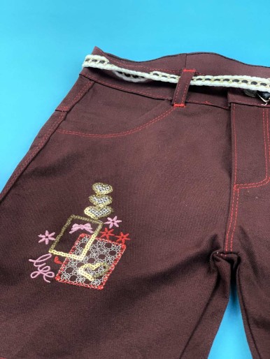 Girls burgundy jeans shorts with stars