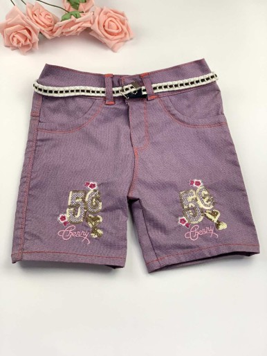 Girls purple jeans shorts with stars