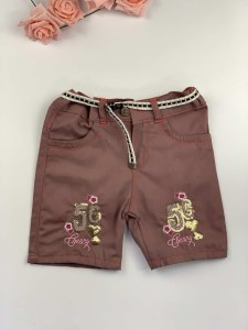 Girls brown jeans shorts with stars