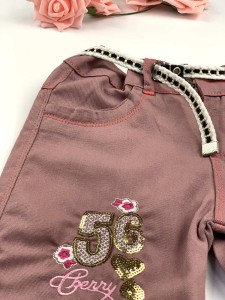 Girls brown jeans shorts with stars