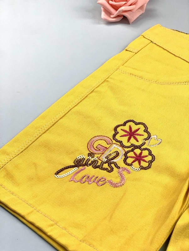 Girls' yellow jeans shorts GIRLS